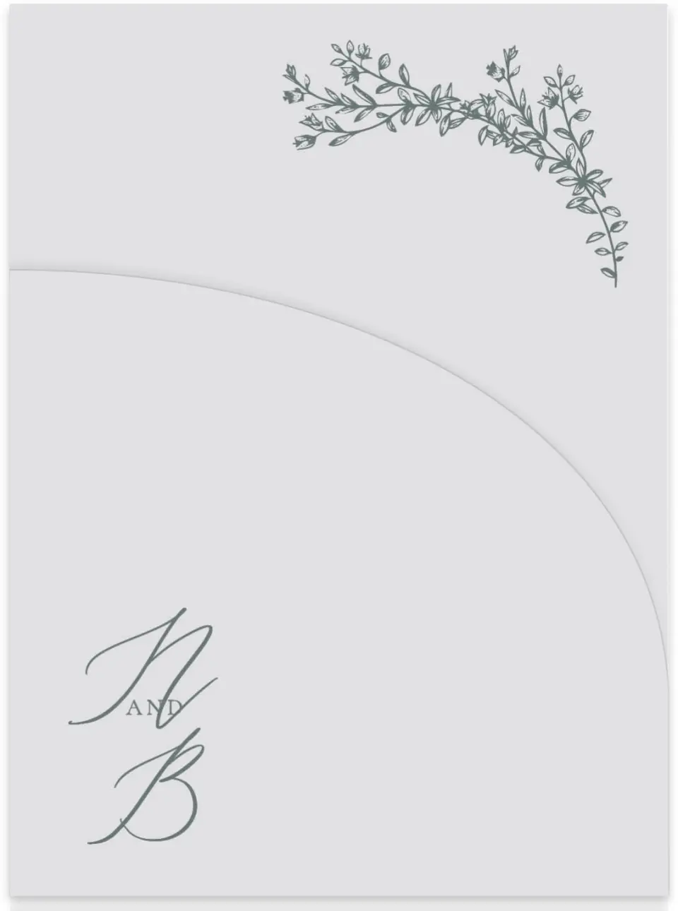 This is a 5¼" x 7.125" Folded Stacked Wedding Invitation called Timeless Order printed in full color on Luxe Satin (coated) paper