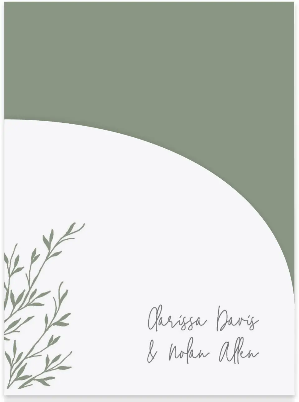 This is a 5¼" x 7.125" Folded Stacked Wedding Invitation called Bright Greens printed in full color on Luxe Satin (coated) paper