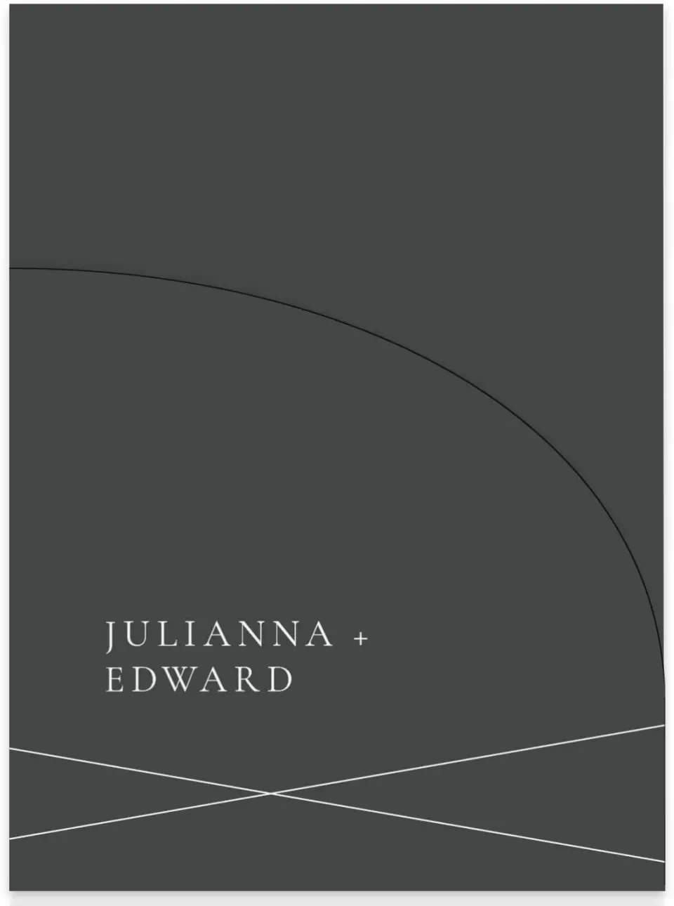 This is a 5¼" x 7.125" Folded Stacked Wedding Invitation called Distinct Lines printed in full color on Luxe Satin (coated) paper