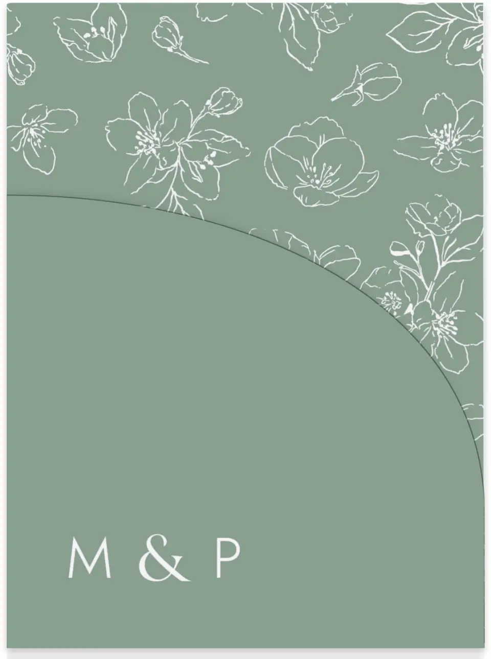 This is a 5¼" x 7.125" Folded Stacked Wedding Invitation called Blossoming Arch printed in full color on Luxe Satin (coated) paper
