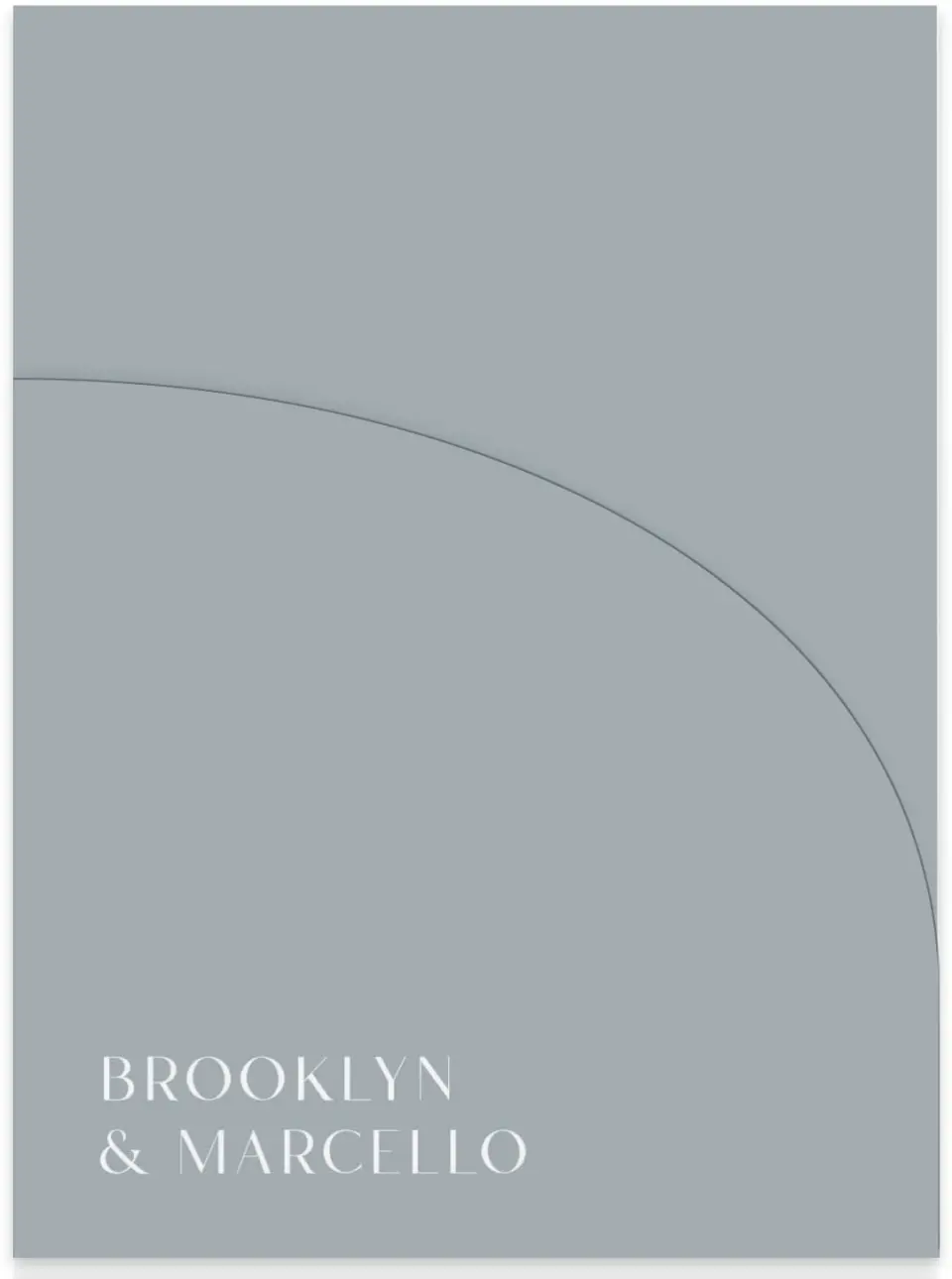 This is a 5¼" x 7.125" Folded Stacked Wedding Invitation called The Brooklyn printed in full color on Luxe Satin (coated) paper