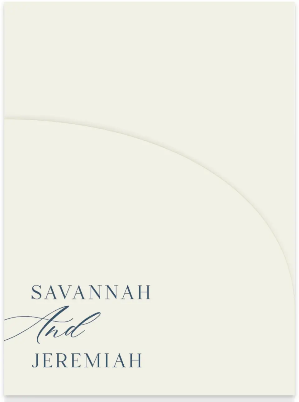 This is a 5¼" x 7.125" Folded Stacked Wedding Invitation called The Savannah printed in full color on Luxe Satin (coated) paper
