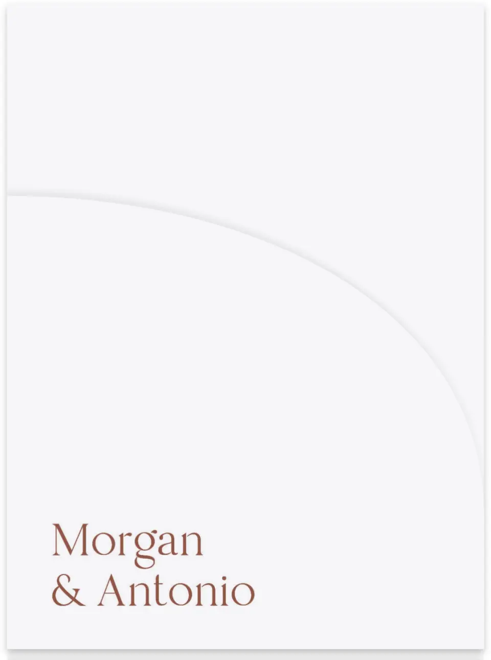 This is a 5¼" x 7.125" Folded Stacked Wedding Invitation called The Morgan printed in full color on Luxe Satin (coated) paper