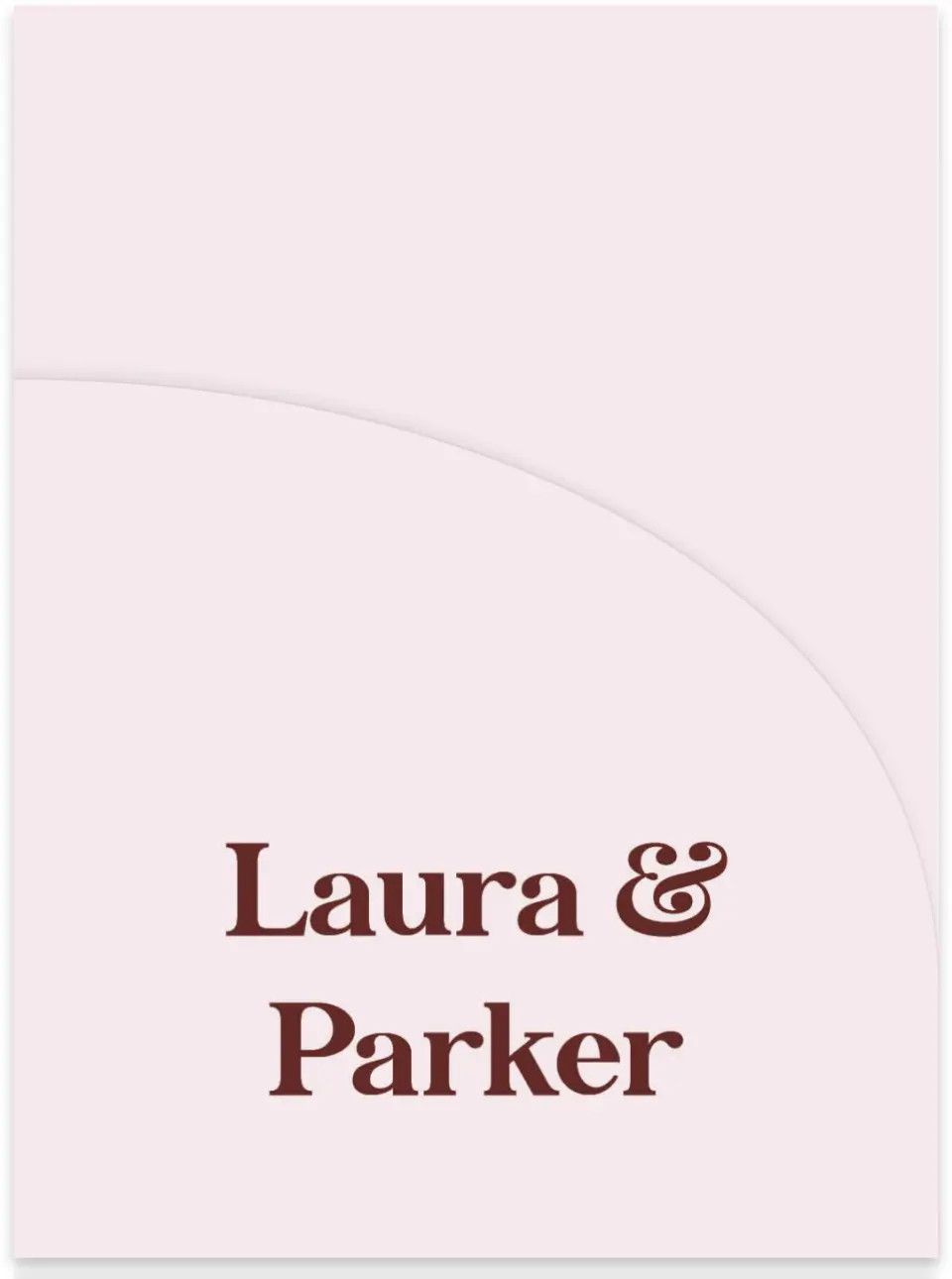 This is a 5¼" x 7.125" Folded Stacked Wedding Invitation called The Laura printed in full color on Luxe Satin (coated) paper
