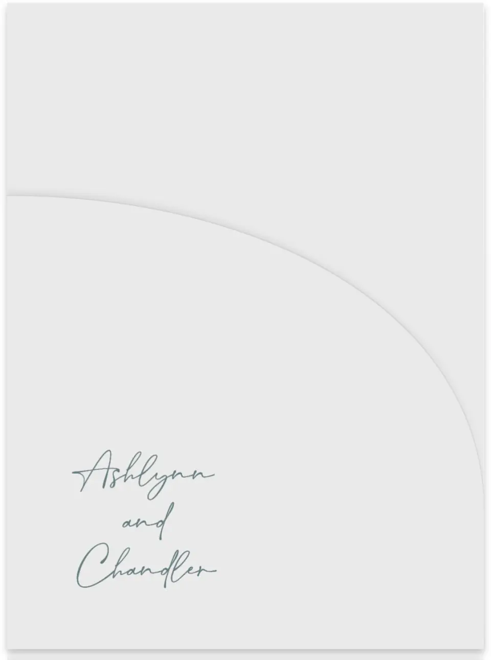 This is a 5¼" x 7.125" Folded Stacked Wedding Invitation called The Ashlynn printed in full color on Luxe Satin (coated) paper