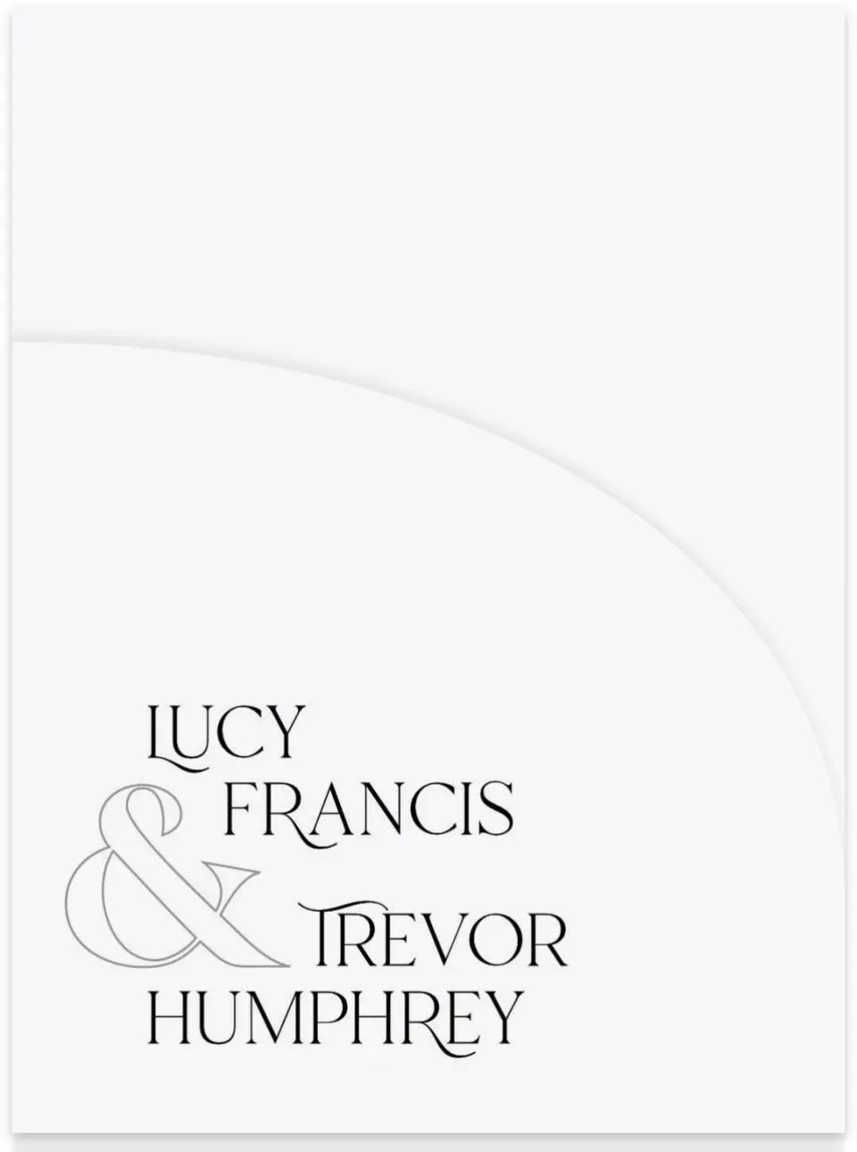 This is a 5¼" x 7.125" Folded Stacked Wedding Invitation called The Lucy printed in full color on Luxe Satin (coated) paper