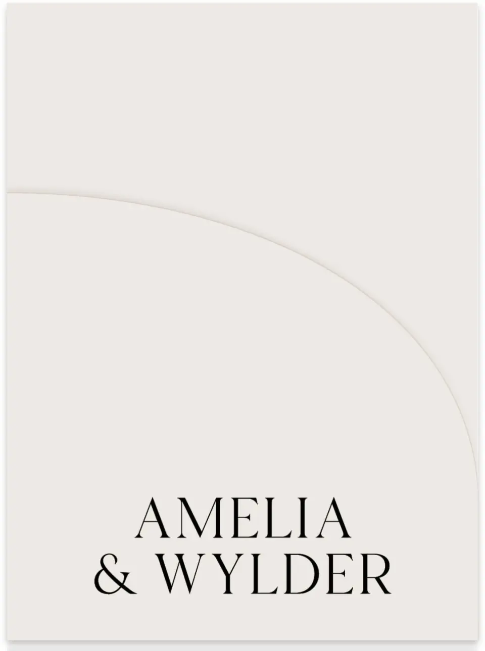 This is a 5¼" x 7.125" Folded Stacked Wedding Invitation called Noble Names printed in full color on Luxe Satin (coated) paper