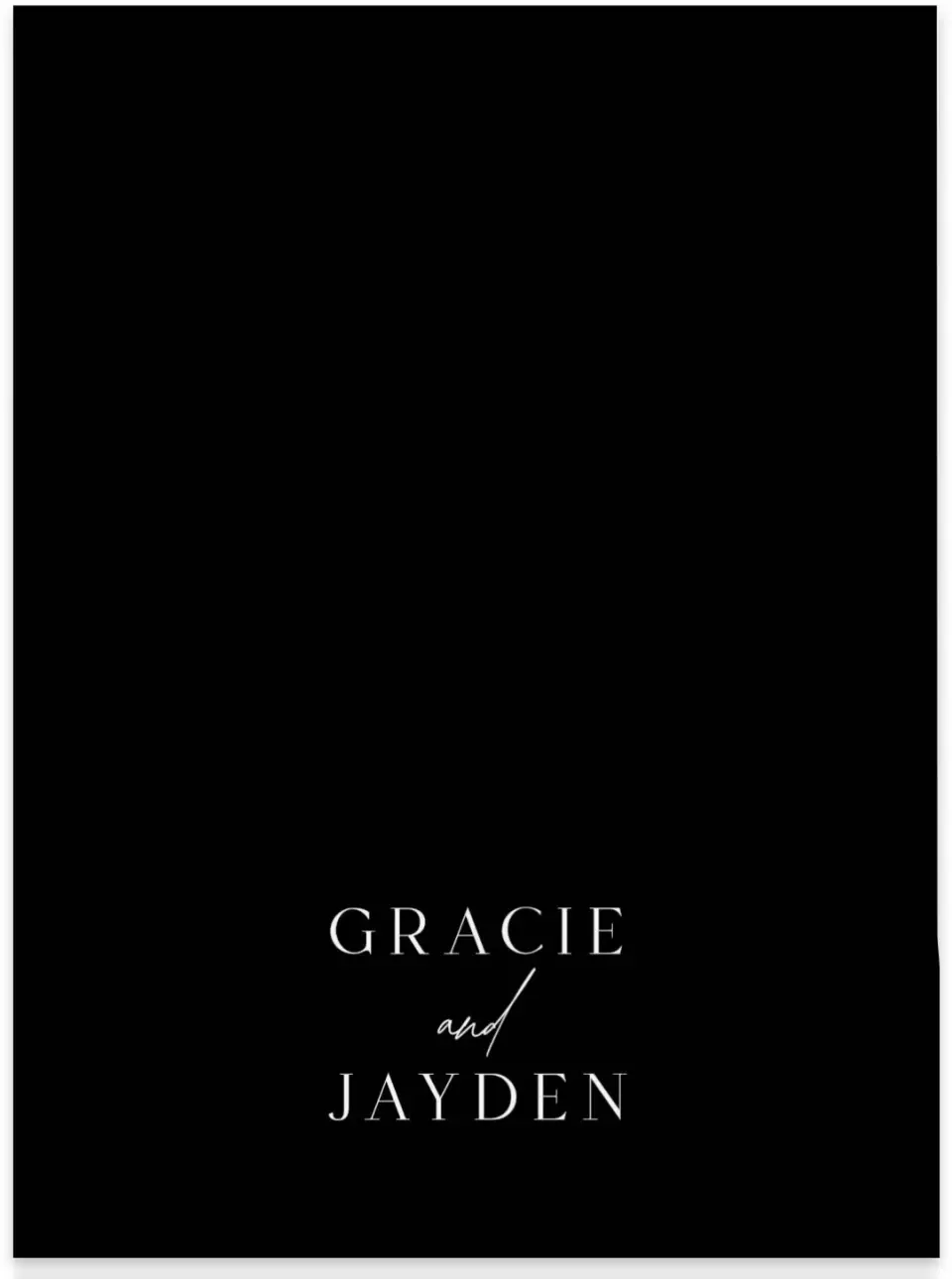 This is a 5¼" x 7.125" Folded Stacked Wedding Invitation called Dramatic Date printed in full color on Luxe Satin (coated) paper