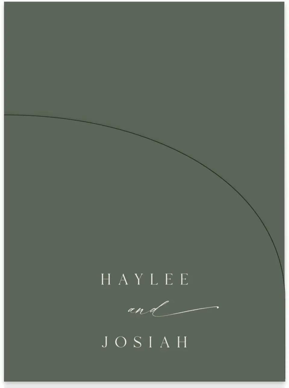 This is a 5¼" x 7.125" Folded Stacked Wedding Invitation called Flourishing Frame printed in full color on Luxe Satin (coated) paper