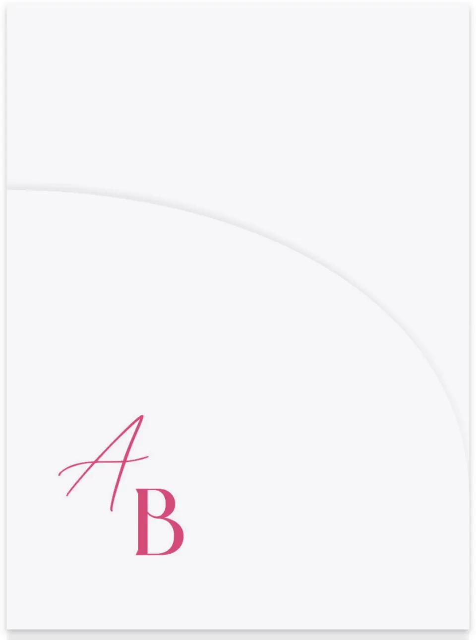 This is a 5¼" x 7.125" Folded Stacked Wedding Invitation called The Andrea printed in full color on Luxe Satin (coated) paper