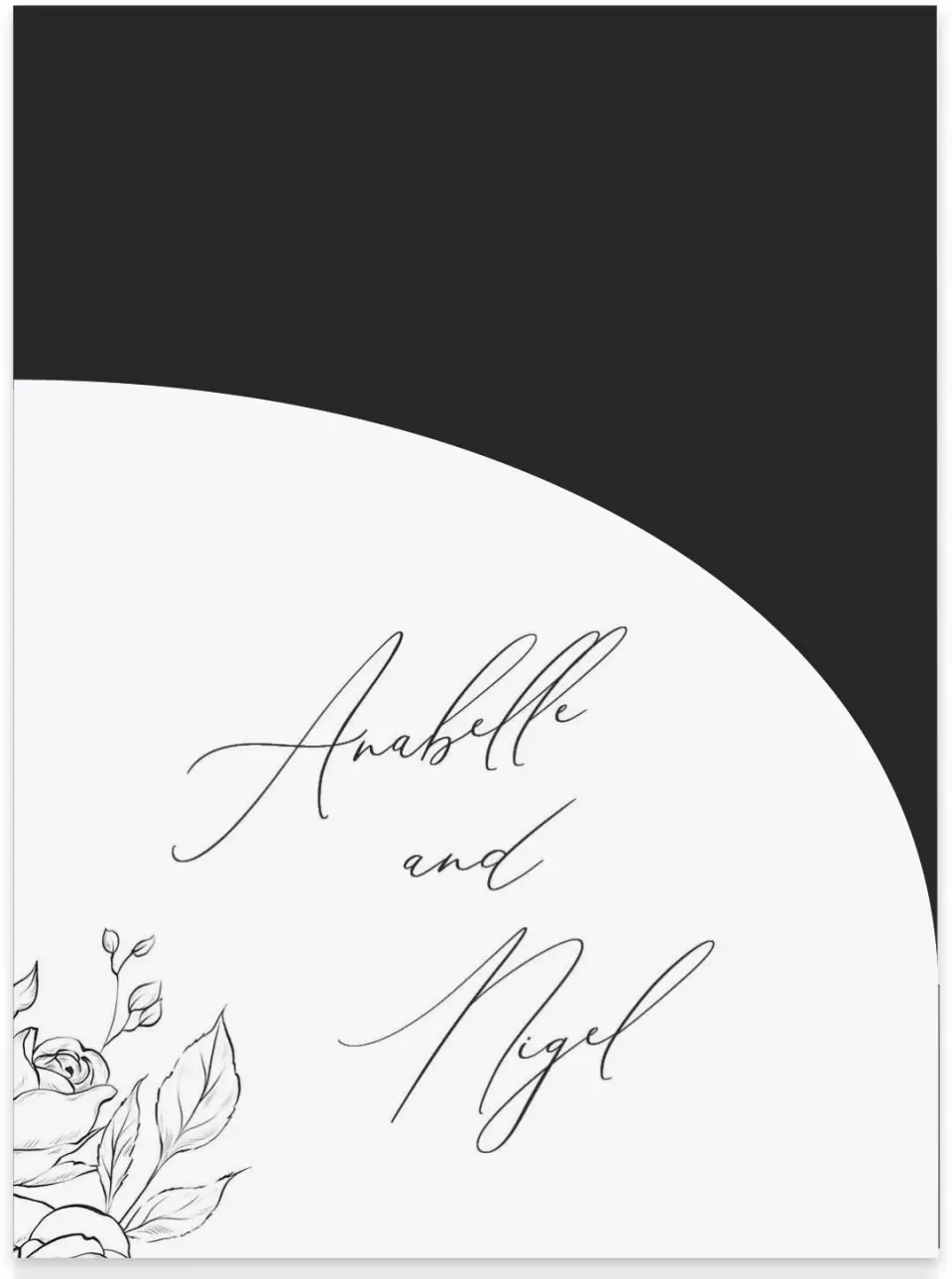 This is a 5¼" x 7.125" Folded Stacked Wedding Invitation called The Anabelle printed in full color on Luxe Satin (coated) paper