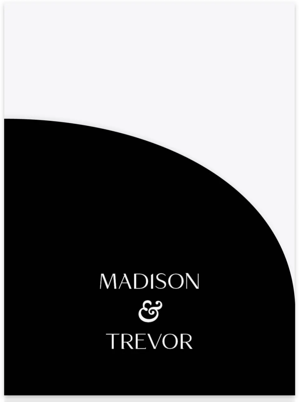 This is a 5¼" x 7.125" Folded Stacked Wedding Invitation called The Madison printed in full color on Luxe Satin (coated) paper