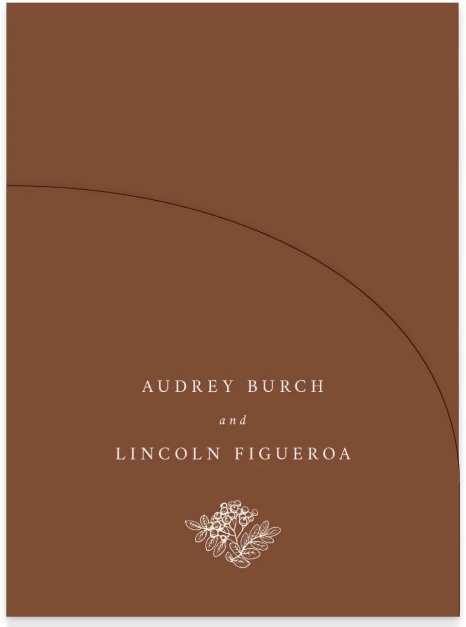 This is a 5¼" x 7.125" Folded Stacked Wedding Invitation called Autumn Vow printed in full color on Luxe Satin (coated) paper