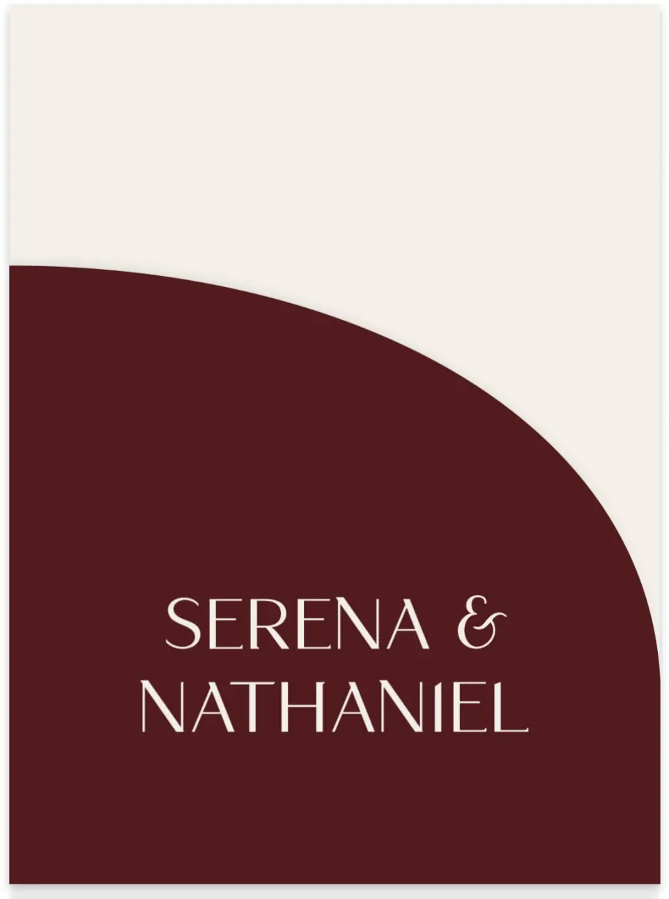 This is a 5¼" x 7.125" Folded Stacked Wedding Invitation called Fall Florals printed in full color with Gold foil on Luxe Satin (coated) paper