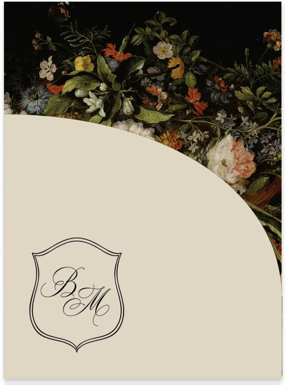 This is a 5¼" x 7.125" Folded Stacked Wedding Invitation called Greenwich printed in full color on Luxe Satin (coated) paper