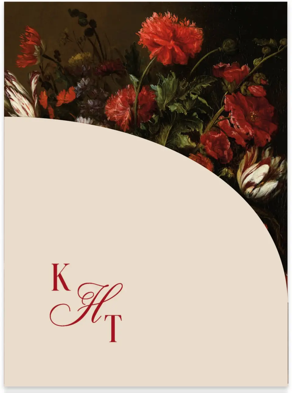 This is a 5¼" x 7.125" Folded Stacked Wedding Invitation called Montecito printed in full color on Luxe Satin (coated) paper