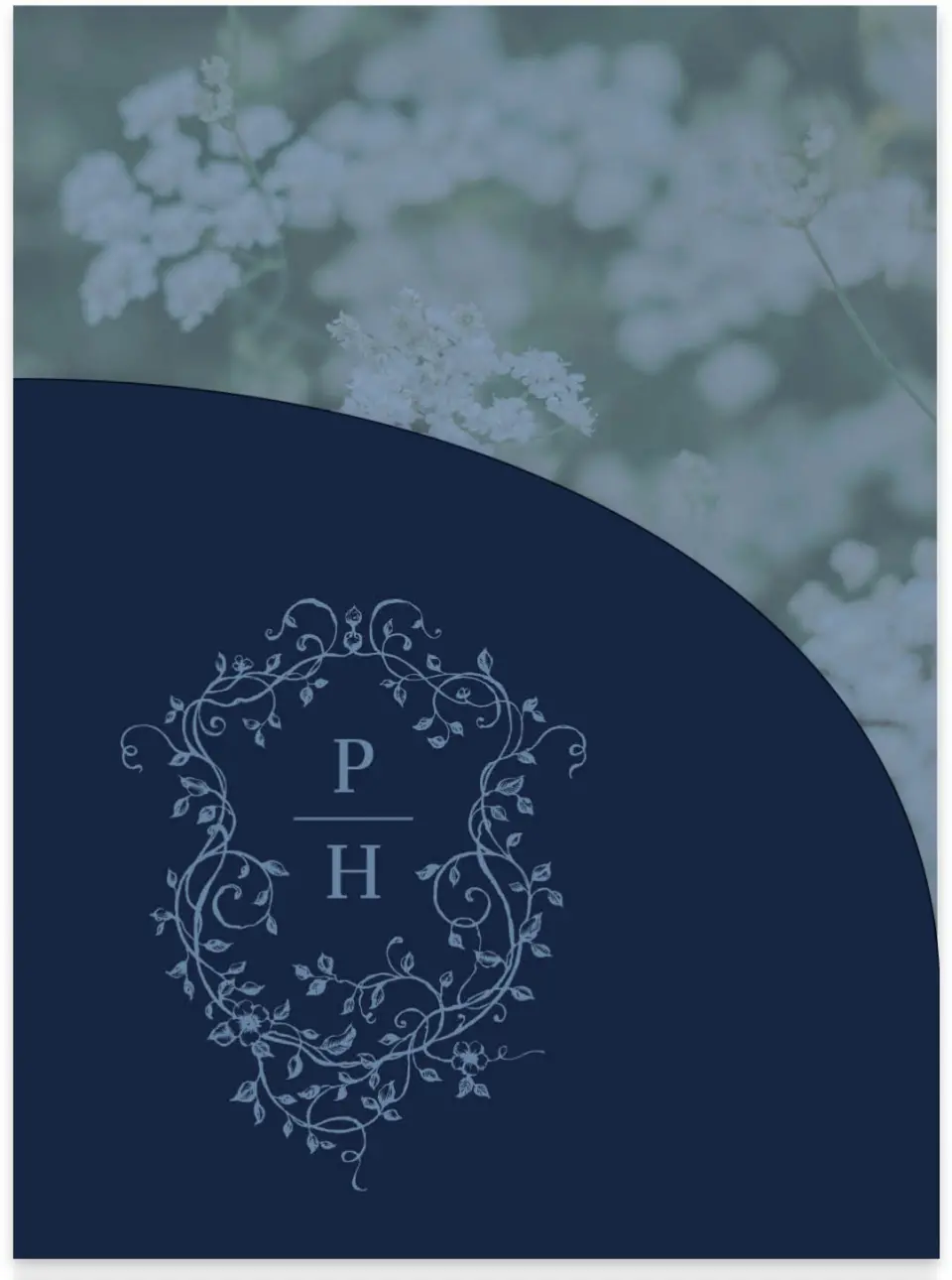 This is a 5¼" x 7.125" Folded Stacked Wedding Invitation called Berkeley printed in full color on Luxe Satin (coated) paper