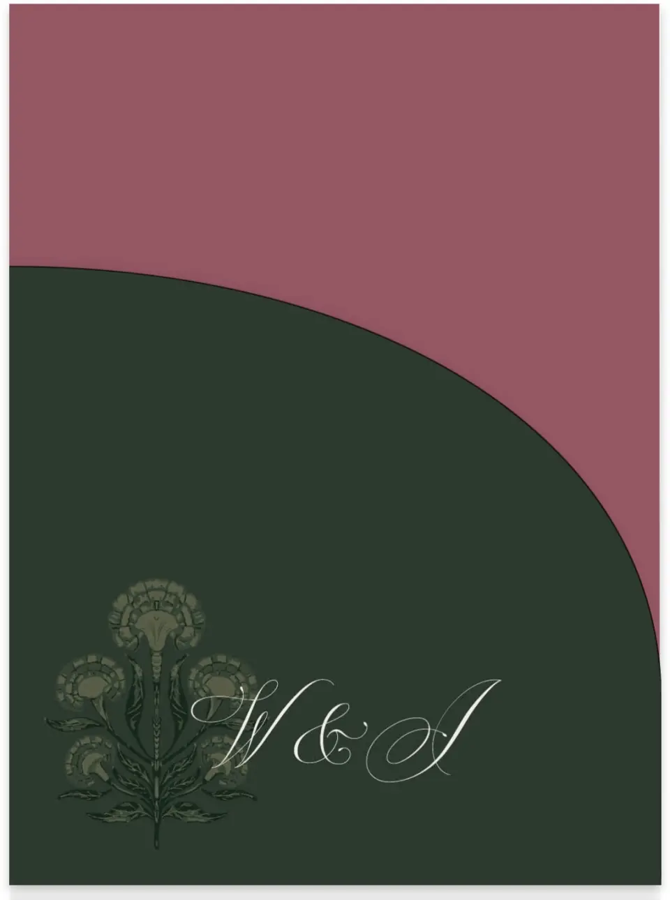 This is a 5¼" x 7.125" Folded Stacked Wedding Invitation called Hillsborough printed in full color on Luxe Satin (coated) paper