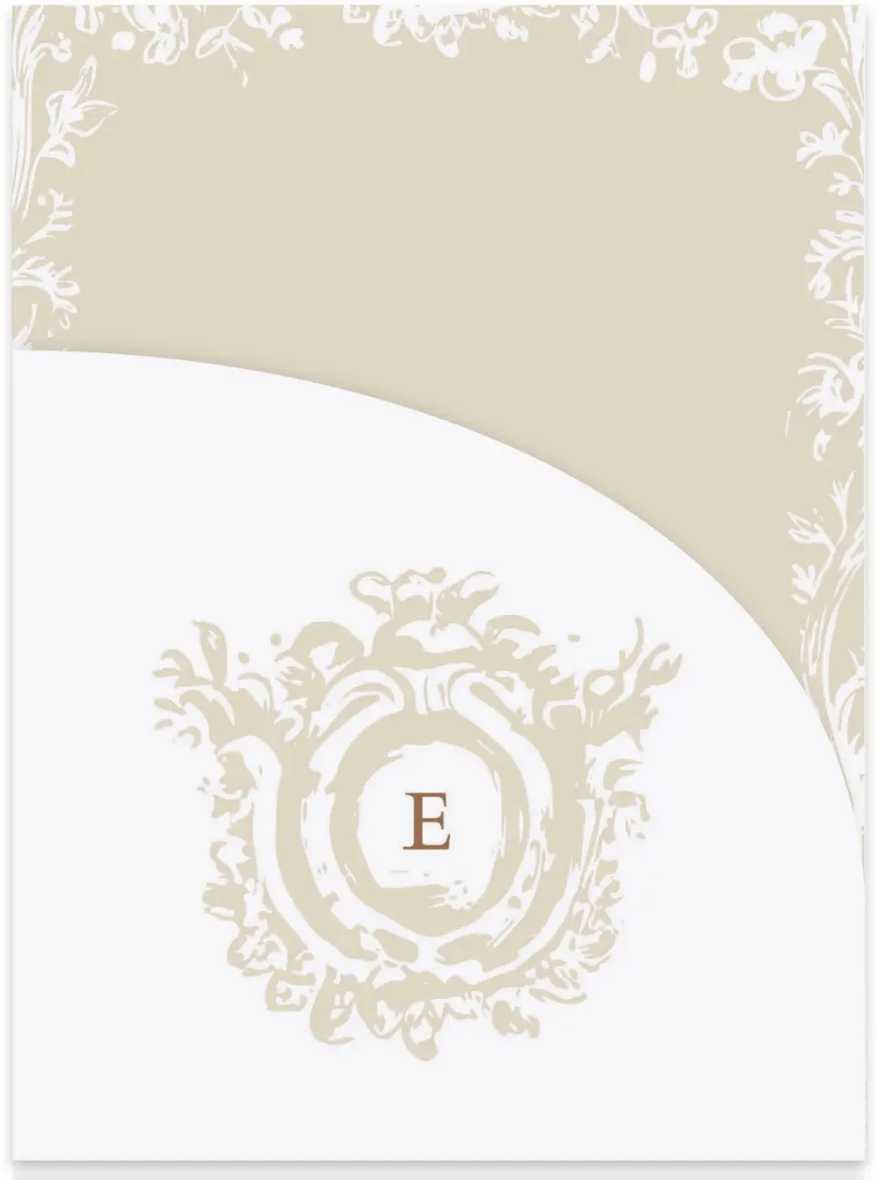 This is a 5¼" x 7.125" Folded Stacked Wedding Invitation called Soft Branchlets printed in full color on Luxe Satin (coated) paper