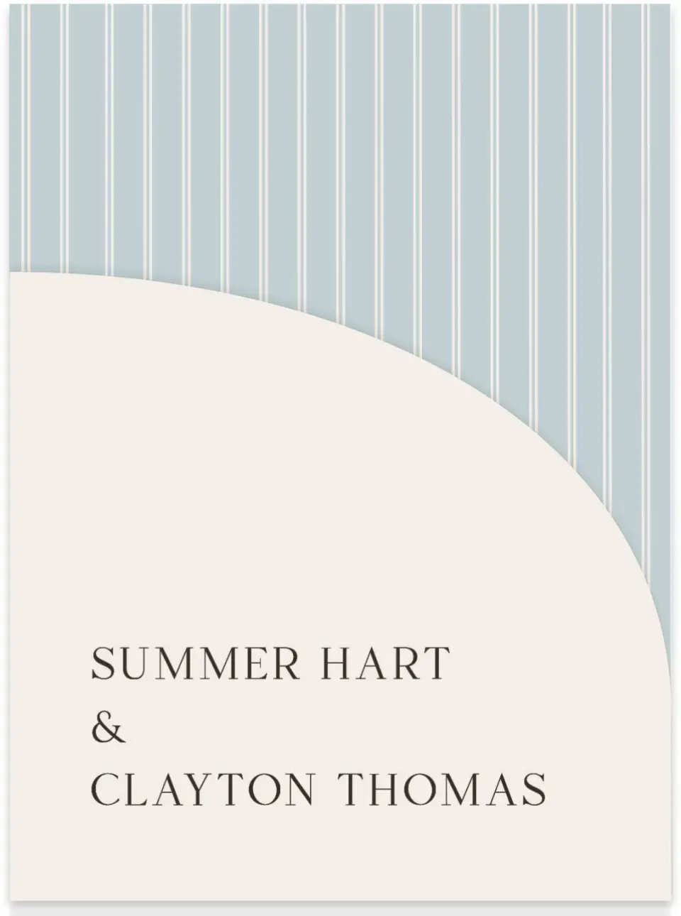 This is a 5¼" x 7.125" Folded Stacked Wedding Invitation called Beacon of Love printed in full color with Gold foil on Luxe Satin (coated) paper