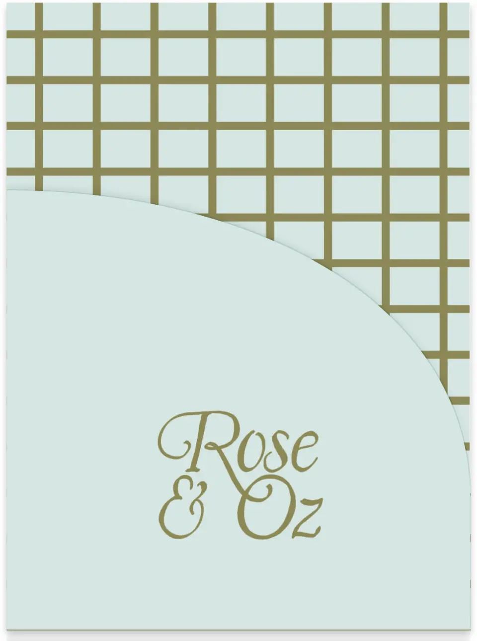 This is a 5¼" x 7.125" Folded Stacked Wedding Invitation called The Rosemary printed in full color on Luxe Satin (coated) paper