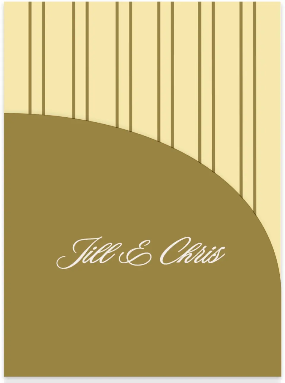This is a 5¼" x 7.125" Folded Stacked Wedding Invitation called The Jillian printed in full color on Luxe Satin (coated) paper