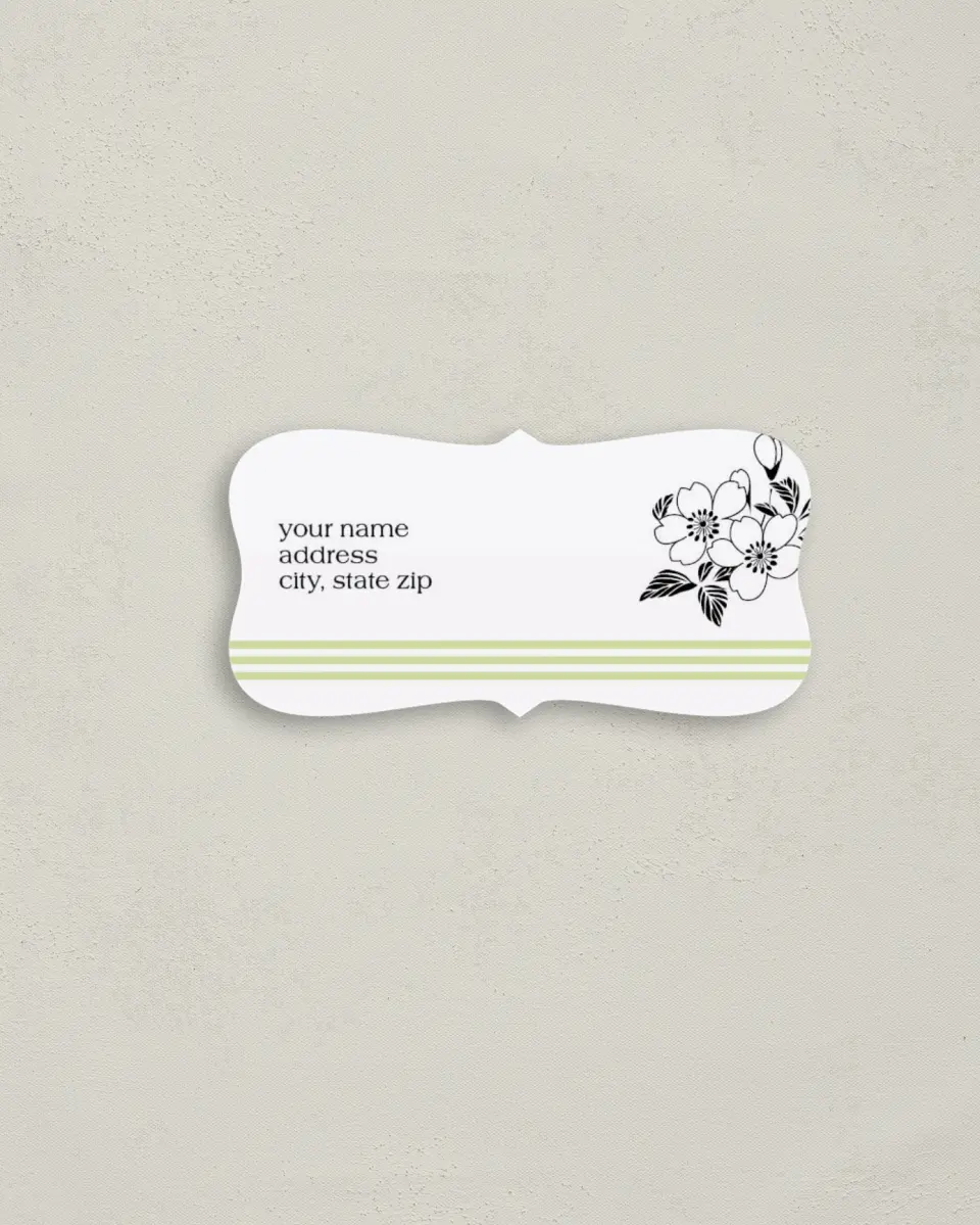 This is a 3" x 1½" Return Address Label called Lovely Blossoms printed in full color
