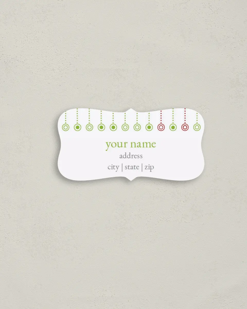 This is a 3" x 1½" Return Address Label called Ornament Stripe printed in full color