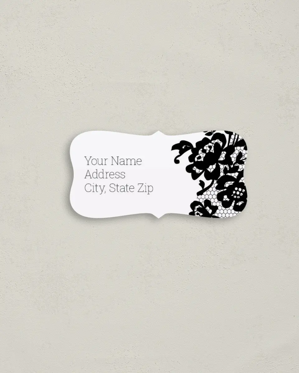 This is a 3" x 1½" Return Address Label called Floral Lace printed in full color
