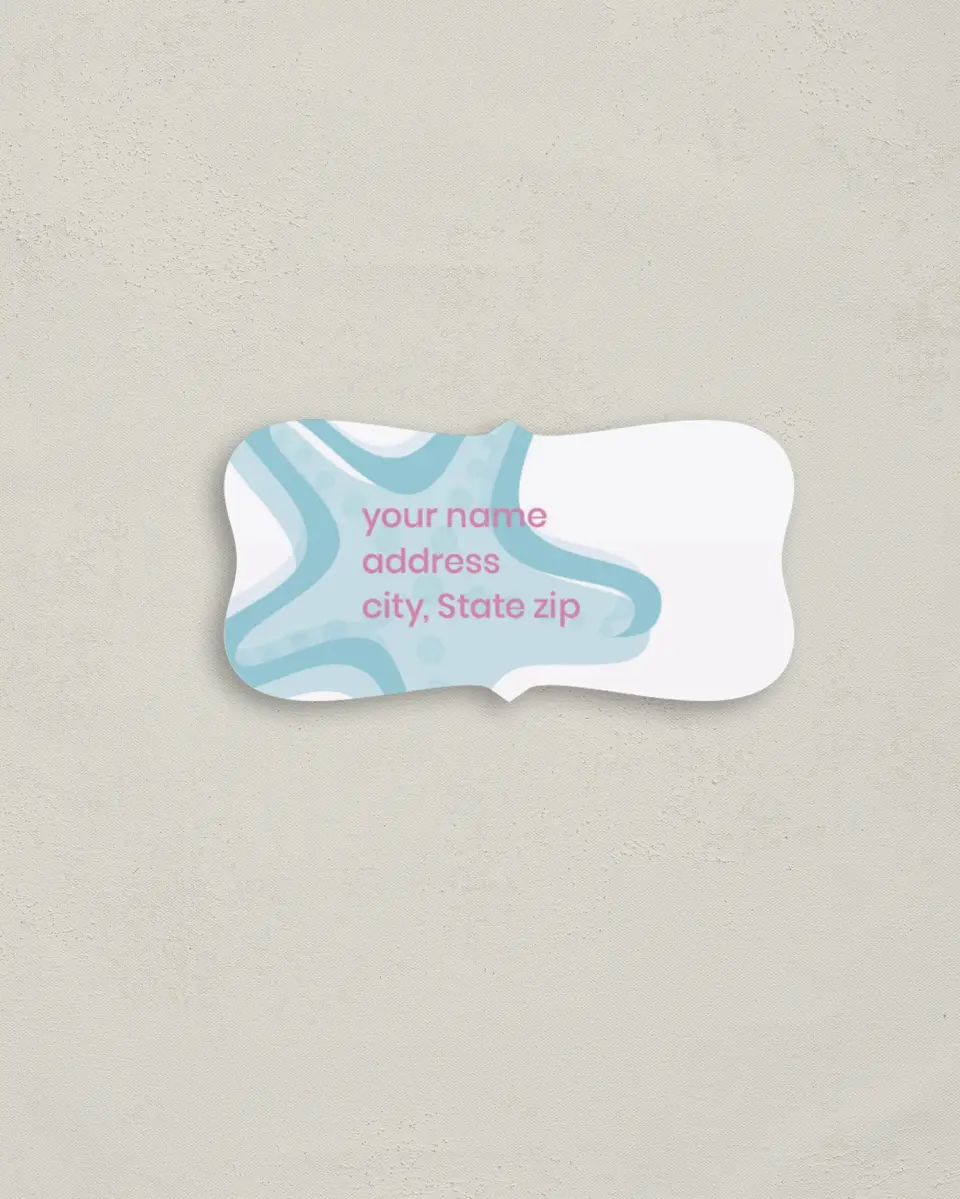 This is a 3" x 1½" Return Address Label called Salty Kisses printed in full color