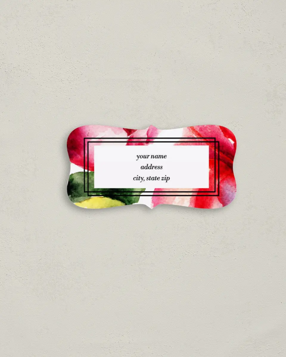 This is a 3" x 1½" Return Address Label called Floral Watercolor printed in full color