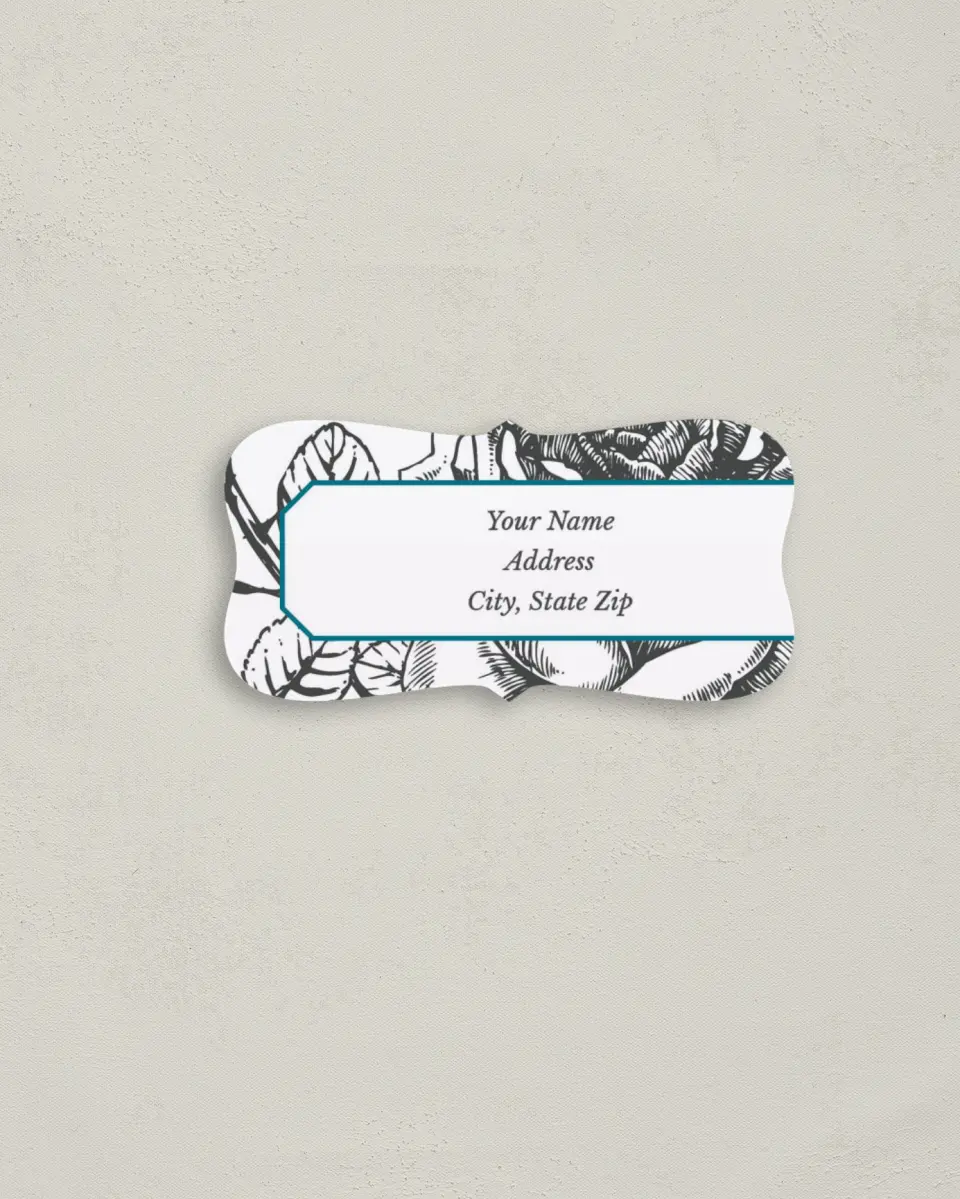 This is a 3" x 1½" Return Address Label called Vintage Botanicals printed in full color