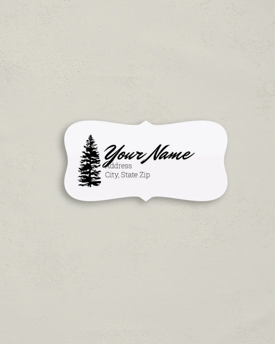 This is a 3" x 1½" Return Address Label called Splendid Pines printed in full color