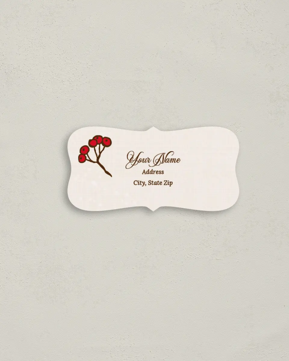 This is a 3" x 1½" Return Address Label called Winter Berries printed in full color