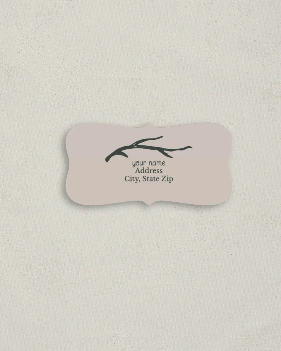 This is a 3" x 1½" Return Address Label called Rustic Boughs printed in full color