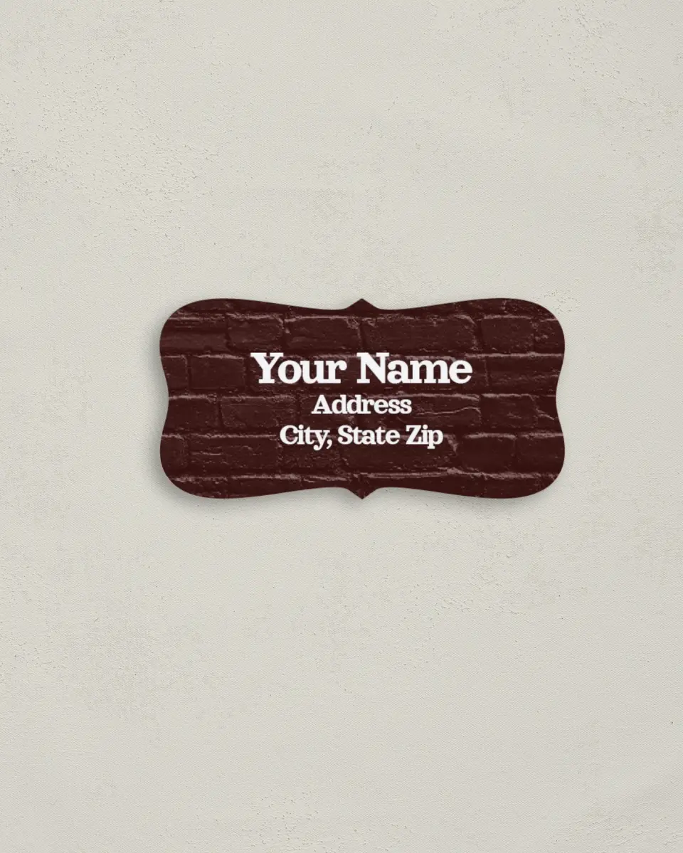 This is a 3" x 1½" Return Address Label called Brick Yard printed in full color