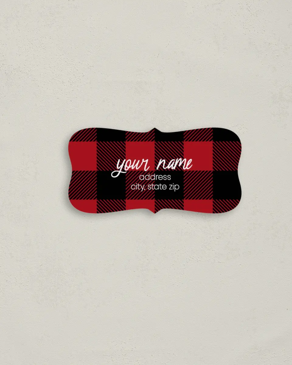 This is a 3" x 1½" Return Address Label called Bold Buffalo Plaid printed in full color