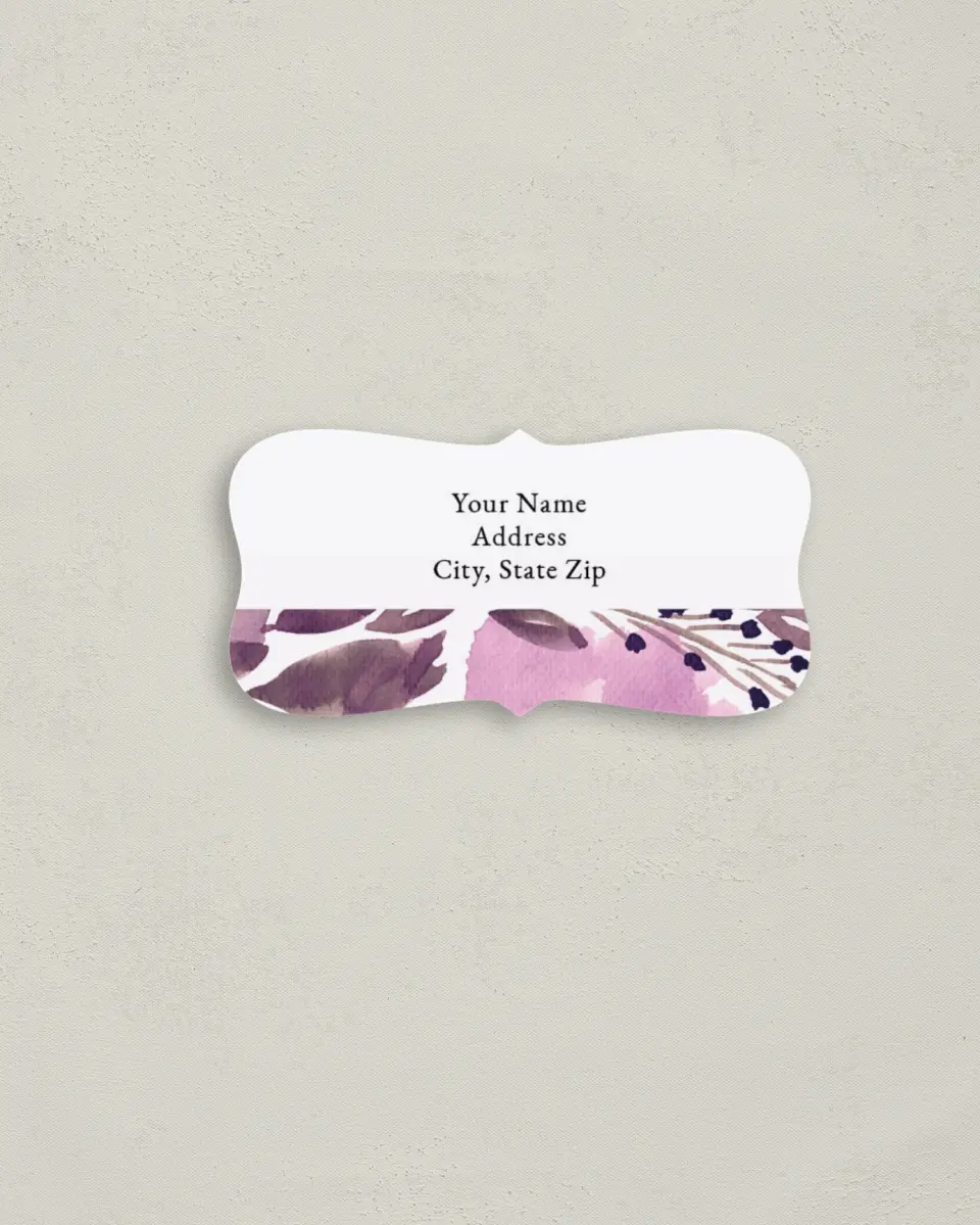 This is a 3" x 1½" Return Address Label called Violet Watercolor printed in full color