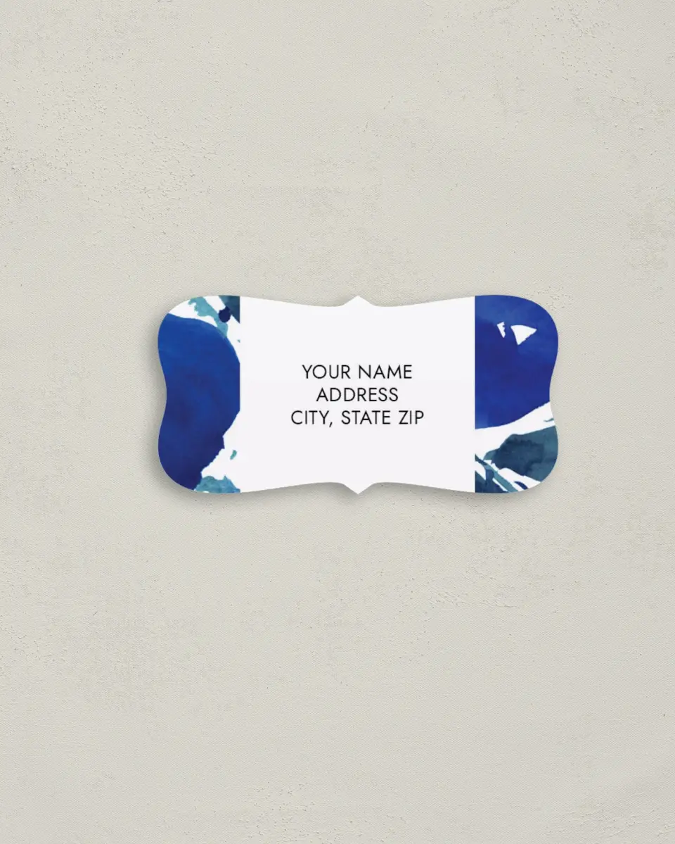 This is a 3" x 1½" Return Address Label called Blue Blooms printed in full color