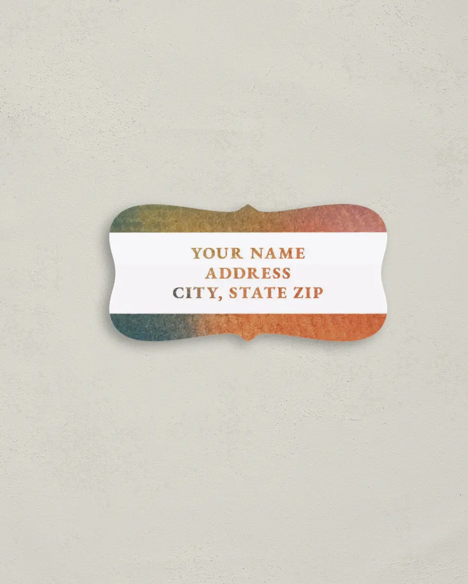 This is a 3" x 1½" Return Address Label called Inked Elegance printed in full color