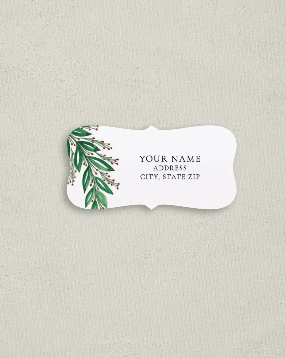 This is a 3" x 1½" Return Address Label called Splendid Garland printed in full color