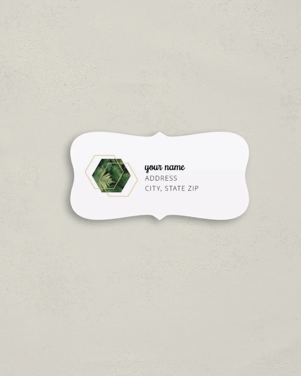 This is a 3" x 1½" Return Address Label called Geometric Garden printed in full color
