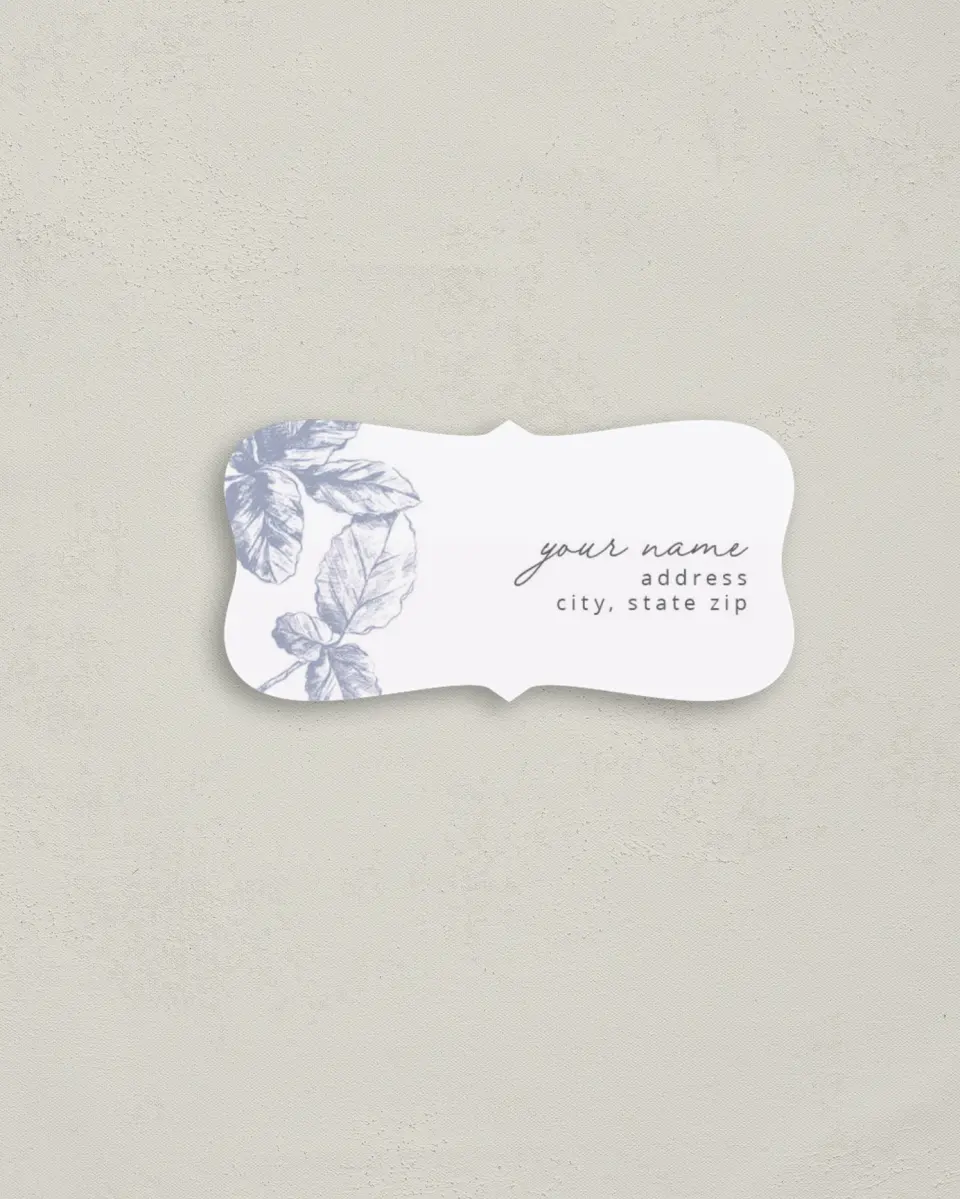 This is a 3" x 1½" Return Address Label called Leafy Elegance printed in full color