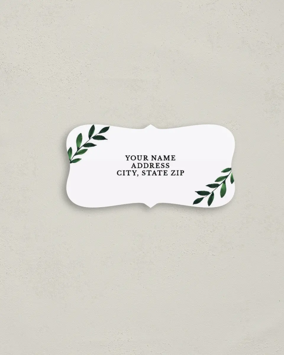 This is a 3" x 1½" Return Address Label called Wispy Greenery printed in full color
