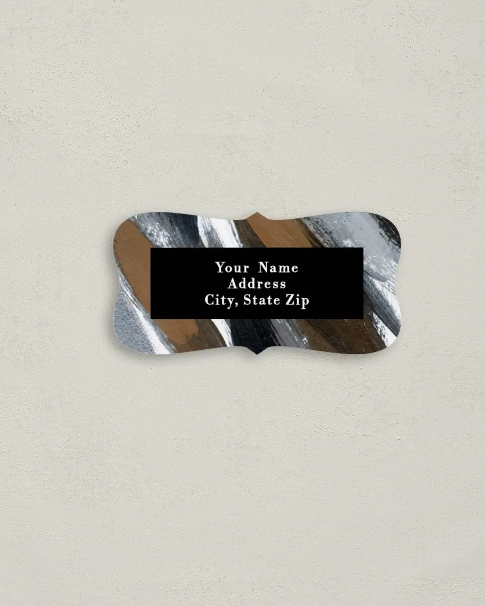 This is a 3" x 1½" Return Address Label called Moody Swashes printed in full color