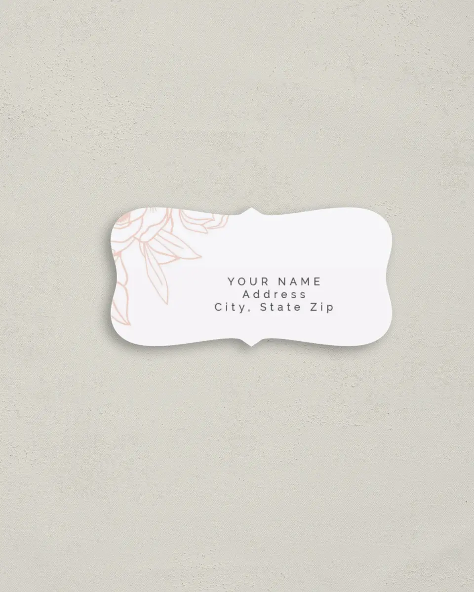 This is a 3" x 1½" Return Address Label called Floral Outline printed in full color