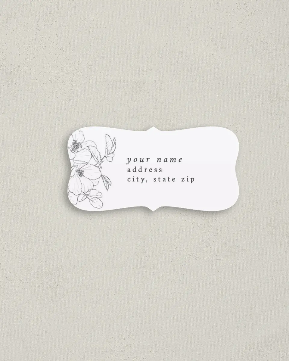 This is a 3" x 1½" Return Address Label called Hibiscus Hideaway printed in full color