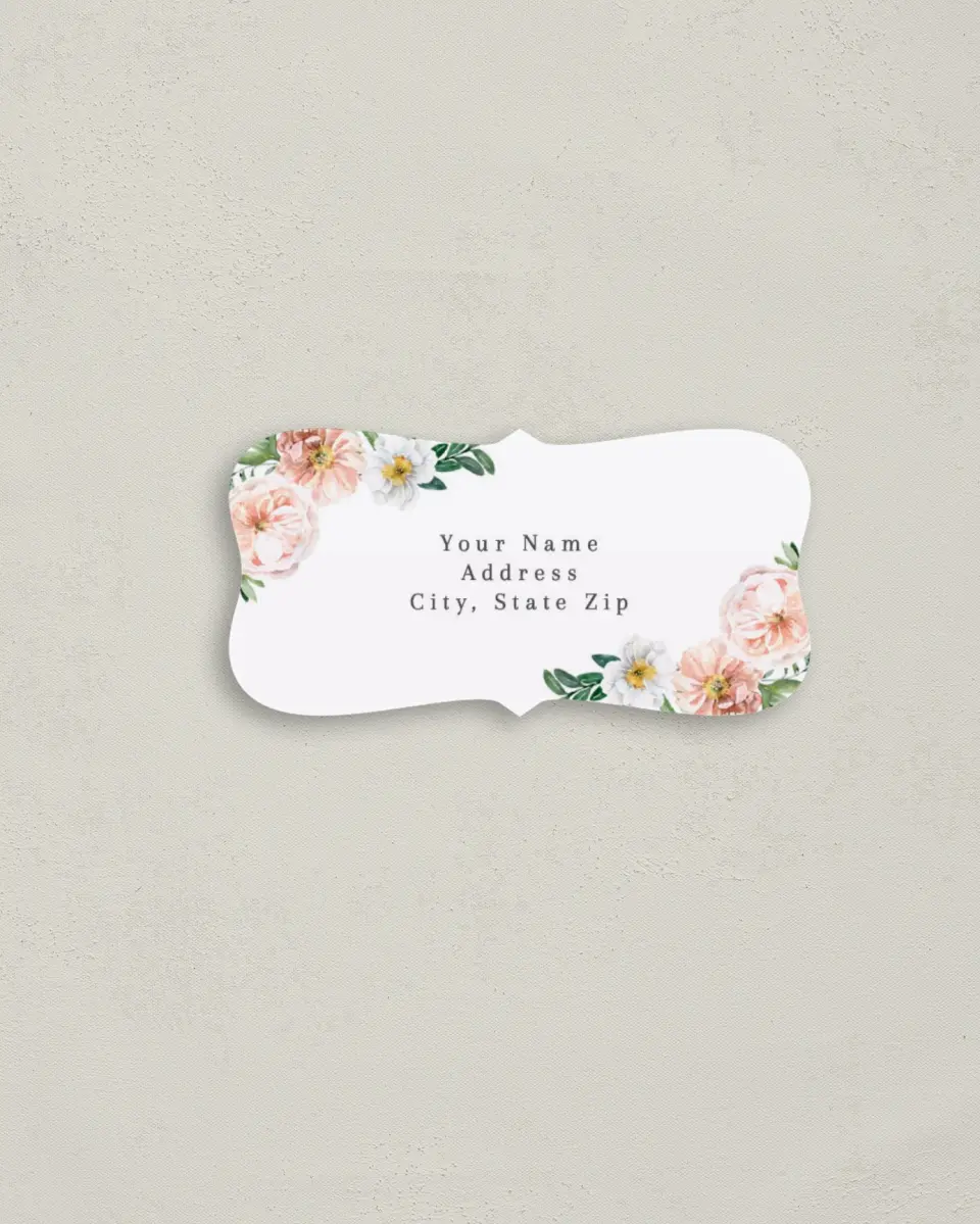 This is a 3" x 1½" Return Address Label called Delicate Florals printed in full color