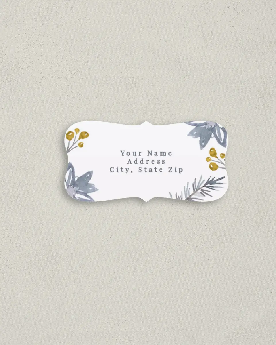 This is a 3" x 1½" Return Address Label called Winter Floral printed in full color