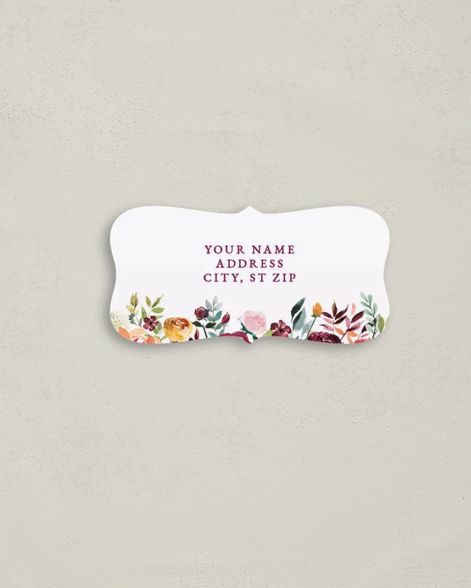 This is a 3" x 1½" Return Address Label called Floral Ring printed in full color